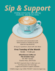 Sip and Support Flyer in English